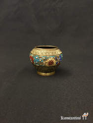 461-C. Bowl de bronce esmaltado con tecnica cloissone, China o Japón S. XIX, 8 cms