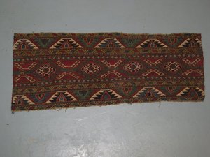 Soumak s.XIX.Fragmento de Cuna Caucaso. 1,11 x 0, 41. 14922. Alfombras y Kilims