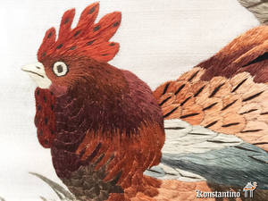 1782-Pint. Detalle de la cabeza del gallo, muy fino trabajo, Japón circa de 1900
