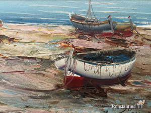 673-Pint Detalle de cuadro de Barcas, Valencia 1986