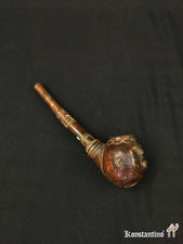 1457-Afr. Pipa de bronce de la Etnia Kum en Camerún S.XIX, 27 x 6 cms