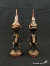 Parejas de figuras Ibeji de la R.D del Congo, 29, 5 y 29 cms respectivamente