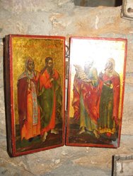 Icono doble. S XIX. 16, 5 x 17 cms. 209. Antigüedades