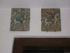 Pareja de azulejos decorados persas Antigüos. 18 x 13 cms C U. 561 - 559. Antigüedades