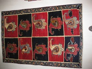 Gabbeh kahgay old semi-nómada  artesanal  Persia. 19551- 143  x098. Alfombras y Kilims