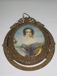 Retrato miniatura con marco. Europa circa 1900. 14 cms. 1037. Coleccionables