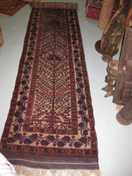 Baluch Afghano.Pieza con edad. ténica mixta ( kilin - nudo ). 4,45 x 0 ,86 - 16800. Alfombras y Kilims.VENDIDA