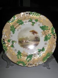 Pareja de platos de porcelana Bonechina. Inglaterra S XIX. 23,5 cms. 964 - 965. Coleccionables
