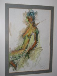 Titulo: Desnudo.  Pastel de la pintora Sta Cecilia de Madrid. 0, 30 x 0, 21. 23. Pintura y escultura