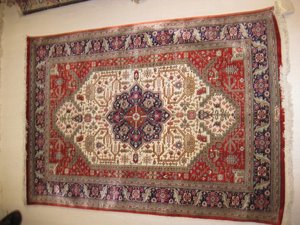 Ghoum Persa. 100% seda natural. Diseño Heriz Norte de Irán. Gran calidad 100 nudos por cm2. 1, 45 x 1, 01 - 12853. Alfombras y Kilims. VENDIDA