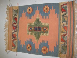 Kilim Turco con tecnica mixta ( kilim- nudo )  133 x 095 - 9319. Alfombras y Kilims