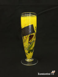 181-C. Florero de cristal por Vallien Bertil, Suecia 1938, 30 x 11 cms