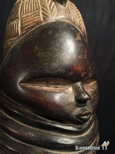 529-Afri  Máscara antigua africana en madera  55x28 cms
