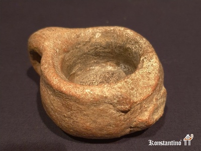 1638-C  Lámpara antigua de aceite en terracota 9 cms