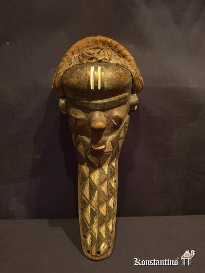 805-Afri  Máscara ceremonial antigua africana  39x18 cms