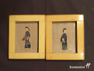 340-41-C  Pareja de miniaturas chinas antiguas 15x13 cms