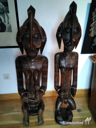 347-48-Afri Pareja de escultura africanas antiguas en madera noble 120x30 y 120x24 cms 347-48-Afri Pareja de escultura africanas antiguas en madera noble 120x30 y 120x24 cms