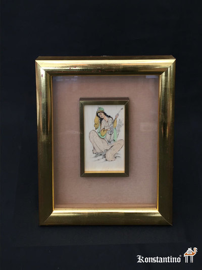 1093-C Miniatura India con marco sobre marfil. 1°s S.XX. 12`5x7`5 cms. (VENDIDO)