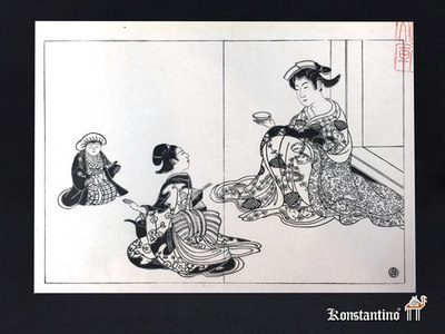 1601-C Ukiyo sobre papel de arroz con escenas típicas. China o Japón S.XIX. 28x19 cms. (VENDIDO)