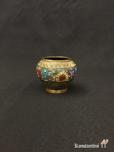 461  Bolw de bronce esmaltado cloissone del S. XIX, Japón, 8 cms