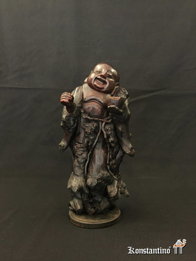 729-C Monje Felb-Gott en madera. China  S. XIX, 43 x 22 cms
