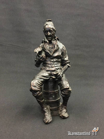 2121- Figura en bronce de aragonés bebiendo, 1ºs S.XX, 27 cms, Europa