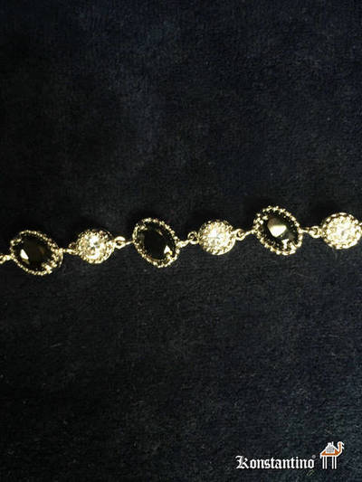 30967-H. Nom  Pulsera Agatas negras y Circonitas. VENDIDA