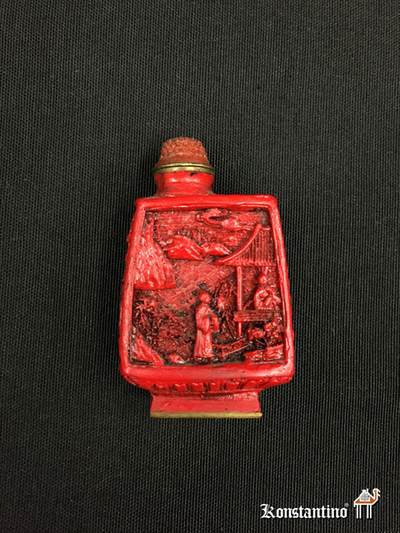 705-C Perfumero, snuff bottle, lacado rojo, china 1ºs S.XX, 6 cms. (VENDIDO)