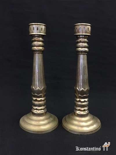 248-49-C Pareja de candelabros en alpaca de una luz, 36 cms