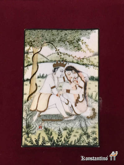 1087-C Miniatura india con marco sobre marfil, 1ºs S: XX, 12,5 x 7,5. (VENDIDA)