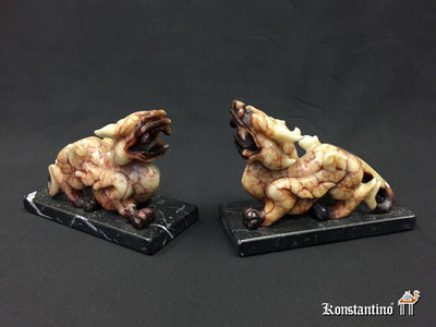 2036- 37-C Pareja de Pixius en Jade, China mediados S.XX, 20 x 13 cms