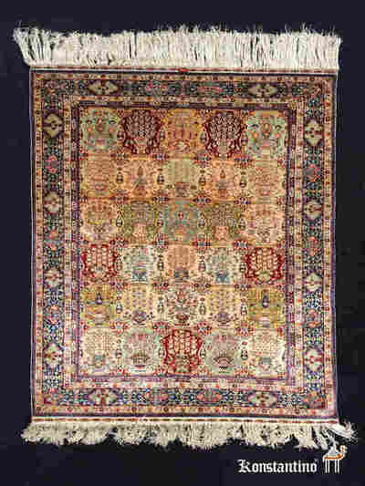 30201-Alf Alfombra en seda natural 100 % con pequeños detalles en Oro, Hereque turco. 144 x 103
