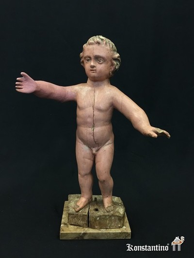 29-R Niño Flamenco en madera policromada, 42 x 29 cms