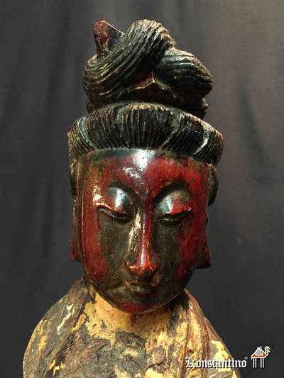 1622-C 51cm   Figura femenina china en madera, circa 1880