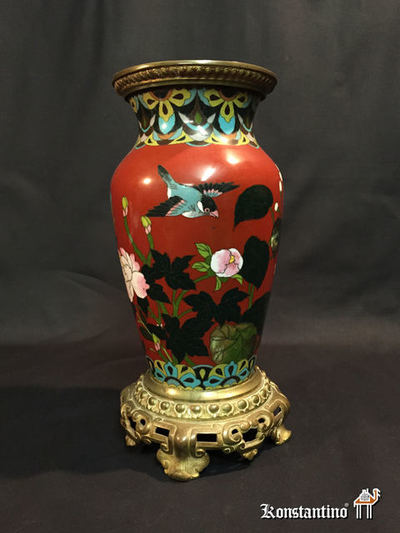 394-C    31cm     Jarron Cloisoné japones Circa 1880