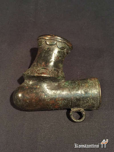 1170-Afri 10x4   Pipa bronce antigua Etnia “Tikal” Camerun