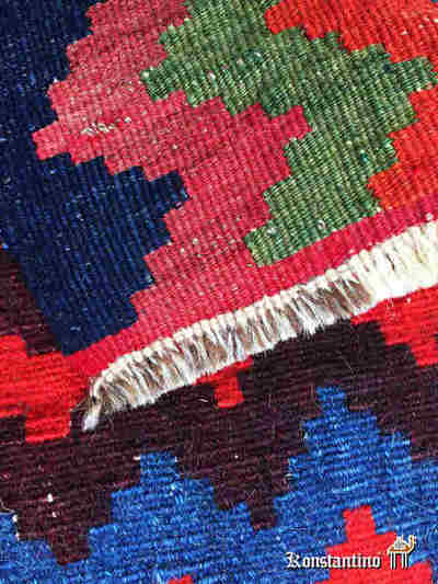 8462-Alf Kilim Kashgay semiantiguo, Fragmento de alforja camellera, 57 x 48 cms, Persia 