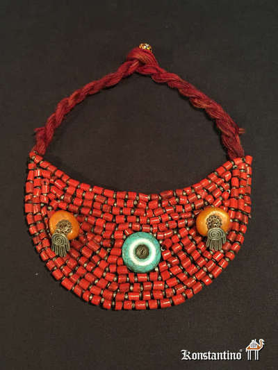 31074-H-KNO   Collar ceremonial Berevere (Marruecos) con coral, ámbar y piedras. 1ºs S.XX