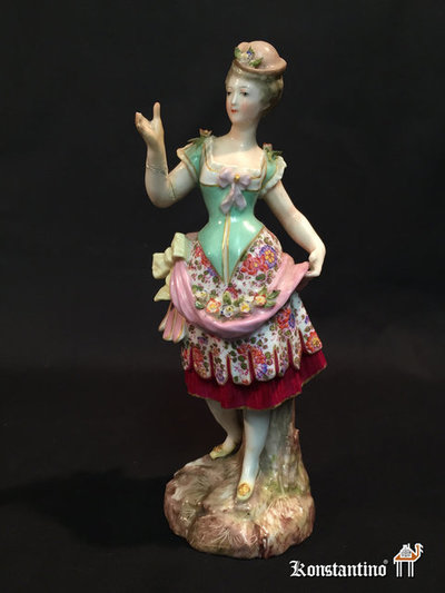 1180-C  21,5   Porcelana Heisen, figura femenina de Alemania principios SXX