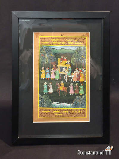 43-P o C 33,5x25,5 (23x15)               Miniatura India con inscripciones al dorso