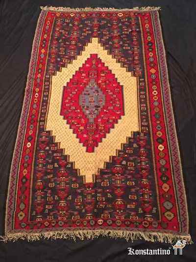 8405-Alf  2,22x1,42   Kilim Senneh fine del norte de persia, pieza con edad