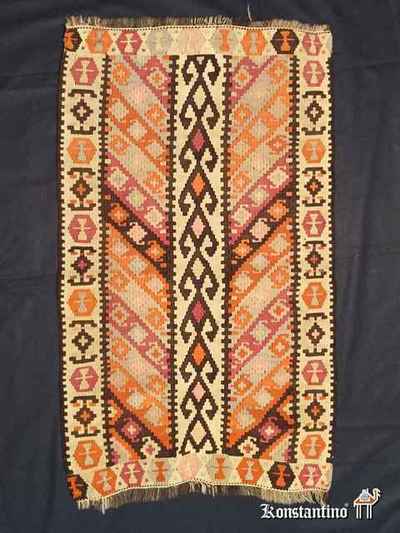 9186-Alf  94x55   Kilim Anatol Turco del primer cuarto del S.XX, colores naturales y fantásticas lanas