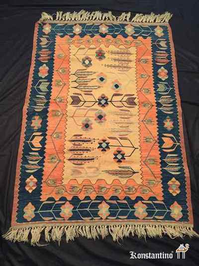 12923-Alf  1,80x1,20   Kilim Anatol Turco fine, producción de hace 40 años con magníficos lanas y colores naturales