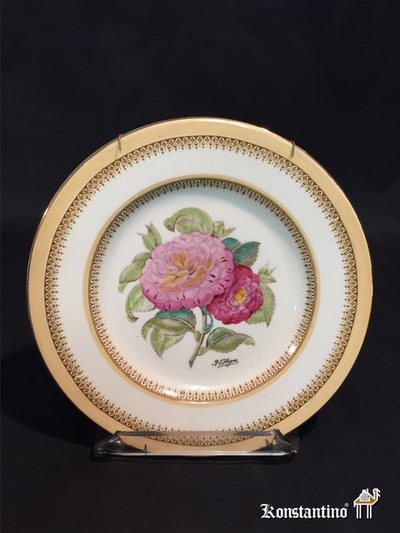 967-C    23 cms   Plato de porcelana de Bonechina, Royal Worcester Inglaterra s.XIX