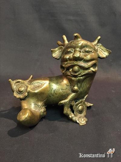 1975-C     18x16 cms  Fu Hund en bronce, criatura mítica , China s.XIX