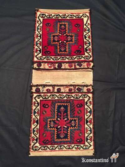 19233-Alf  0,98x0,40   Alforja entera (jorgin). Tribu Afshar sur de persia Irán, pieza de mediados del S.XX
