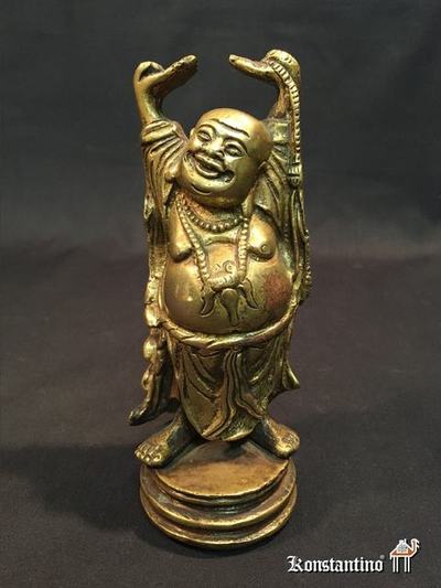 1447-C  16 cms    Buda feliz en bronce chino, siglos XIX al XX