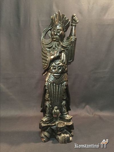728-C 51 cms  Figura de madera Trockenrisse China Krieger. Principios s.XX