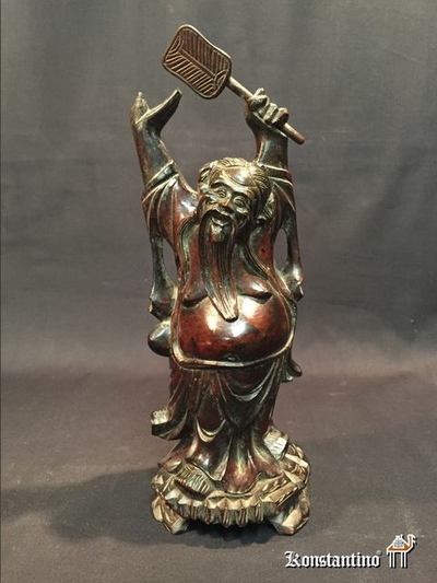 1309-C  26 cms  Figura en madera con pátina, de Palo Santo. Buda feliz. China s.XIX