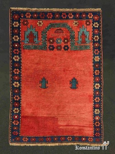 19513-Alf Karabag oración Anatolia S. XIX, 1,25 x 0, 8n .An9 cms. (VENDIDA)